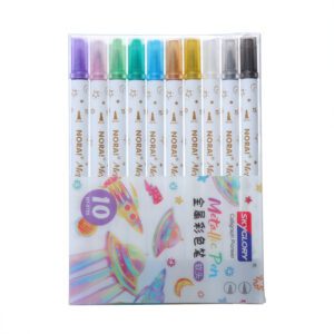 10pc Double Sided Metallic Marker Set