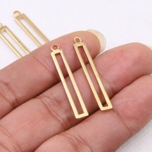 Open Bezel Rectangle Connector - Gold