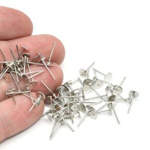 Silver Earring Post 6mm