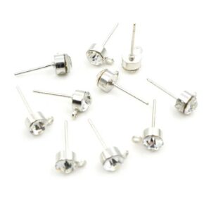 Silver Rhinestone Stud Connector