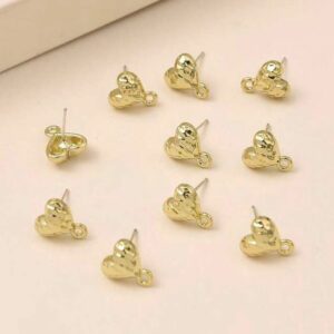 Hammered Texture Heart Connector - Gold Plated & 925 Silver Post