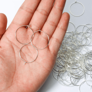 Rhodium Silver Hoops 25mm