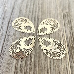 Filigree Waterdrop Pendant Connector - Gold