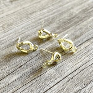 Link Stud Connector - Plated Gold with 925 Silver Post