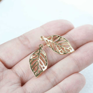 Leaf Pendant Connector - Gold
