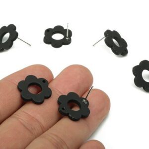 Black Acrylic Flower Stud Connector