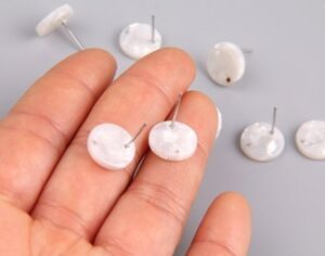 White Mother of Pearl Acrylic Round Stud Connector