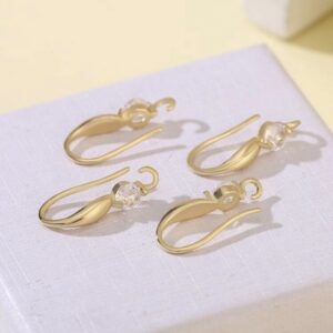 Gold Hook with Cubic Zirconia Inlay