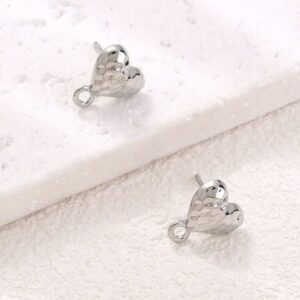 Hammered Texture Heart Connector - Silver & 925 Silver Post