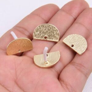 Semi Circle Stud Connectors - Gold