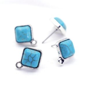 Square Turquoise Stud Connectors
