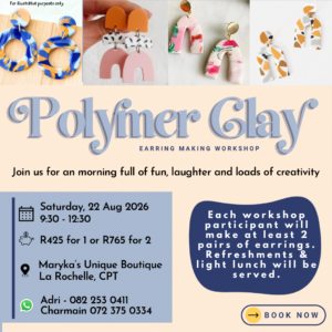 Polymer Clay Earring Workshop 22 August 2026